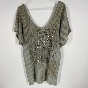 Daytrip The Buckle Women’s Large Shirt Top Sequins Gray Black Swirls
